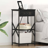 Bedside Cabinet Black Oak 41 x 31 x 76 cm Engineered Wood 859525
