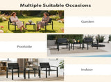 3 Pieces Garden Bistro Set for 2, Outdoor Bistro Table and Chairs with Metal Frame, Plastic Patio T3398P554276