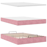 ZNTS Ottoman Bed with Mattresses Pink 140x190cm Velvet 3313474