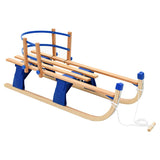 Folding Snow Sledge with Backrest Wood 119 cm 91458