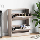 241243 Oak Look Wooden Shoe Cabinet with 2 Compartments
