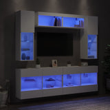 6 Piece TV Wall Cabinet Set with LED Lights White 3216797