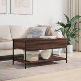 Coffee Table Brown Oak 100x50x50 cm Engineered Wood and Metal 845350