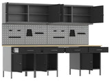 Work Cabinet with Drawer 10 pcs Black Engineered Wood and Steel 3321470