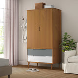 Wardrobe MOLDE Brown 90x55x175 cm Solid Wood Pine 350522