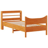 Bed Frame with Headboard Wax Brown 75x190 cm Small Single Solid Wood Pine 3307070