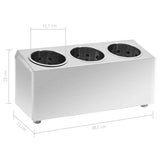 Cutlery Holder 3 Grids Rectangular Stainless Steel 51226