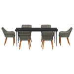 Garden Dining Set with Cushion 7 pcs Grey Poly Rattan 3261682
