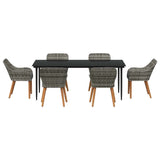 Garden Dining Set with Cushion 7 pcs Grey Poly Rattan 3261682