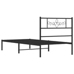 ZNTS Metal Bed Frame without Mattress with Headboard Black 90x200cm 355260