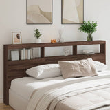 Headboard Cabinet with LED Brown Oak 220x17x102 cm 839230