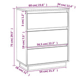 Sideboard White 60x34x75 cm Solid Wood Pine 813361