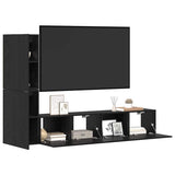 Wall TV Cabinet Wall-mounted 2 pcs Black Oak Engineered Wood 3393271