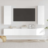 5 Piece TV Cabinet Set White Engineered Wood 3114246