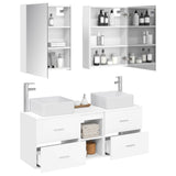 Bathroom Furniture Set 5 pcs White Engineered Wood and Glass 3406767