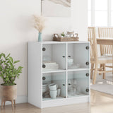 Side Cabinet with Glass Doors White 68x37x75.5 cm 836378