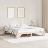 Bed Frame Natural 200 x 200 cm Solid Pine Wood 872932