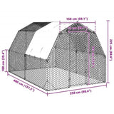 Chicken Run with Roof 2.5x4x2.25 m Galvanised Steel 3328526