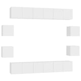10 Piece TV Cabinet Set White Engineered Wood 3074458