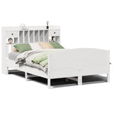 ZNTS Bookcase Bed without Mattress White 150x200 cm King Size Solid Wood Pine 3323141