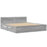 Bed Frame with Headboard without Mattress Grey Sonoma 200x200 cm 3295539