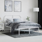 Bed Frame White Powder-Coated Steel Small Double Bed Frame 353681