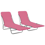 ZNTS Folding Sun Loungers 2 pcs Steel and Fabric Pink 310345