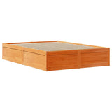 Bed Frame with Headboard Wax Brown 135x190 cm Double Solid Wood Pine 3306359