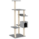 Cat Tree with Sisal Scratching Posts Light Grey 142 cm 171592