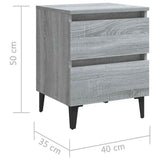 Bed Cabinets with Metal Legs 2 pcs Grey Sonoma 40x35x50 cm 813131