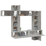9 Piece TV Cabinet Set Concrete Grey Engineered Wood 3114657
