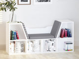 Bookcase Storage Shelf with Cushioned Reading Seat, Cube Bookshelf Organizer for Bedroom Living T3398P330546