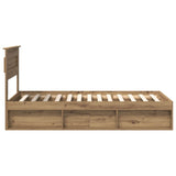 Bed Frame Artisian Oak 100 x 200 cm Solid Pine Wood 3409798