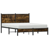 Metal Bed Frame without Mattress Smoked Oak 137x190 cm 4007813
