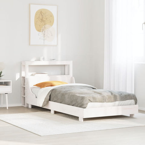 Bed Frame without Mattress White 90x190 cm Single Solid Wood Pine 3306442