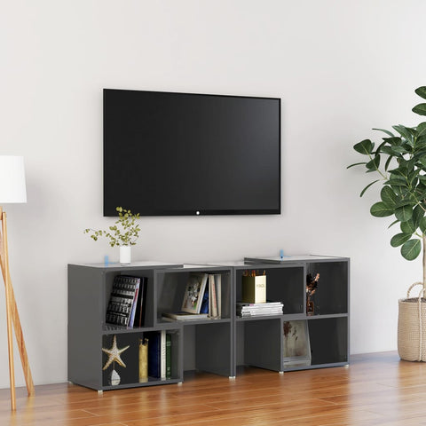 TV Cabinet High Gloss Grey 104x30x52 cm Engineered Wood 808358