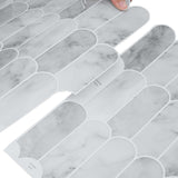 Feather Tile 20 pcs Grey Marble 30 x 30 cm Polyurethane and PET 42046193