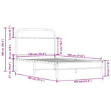 Bed Frame Without Mattress 100x190 cm Smoked Oak Engineered Wood 4100350