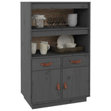 Highboard Grey 67x40x108.5 cm Solid Wood Pine 820159
