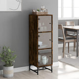 Highboard with Glass Doors Smoked Oak 35x37x120 cm 836564