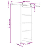 Sliding Door White and Black 83 x 202 cm Solid Pine Wood 3445506