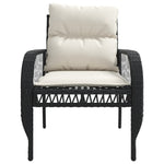 ZNTS 4 Piece Garden Sofa Set with Cushions Black Poly Rattan 368726