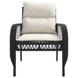 ZNTS 4 Piece Garden Sofa Set with Cushions Black Poly Rattan 368726