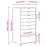 Rolling Cabinet Honey Brown Solid pine wood, engineered wood, plastic 355897