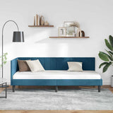 Corner Bed Frame with Headboard Blue 80 x 200 cm Velvet 42016327