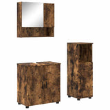 Bathroom Furniture Set 3 pcs Smoked Oak Engineered wood & Metal 3392948