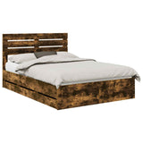 Bed Frame with Drawer Smoked Oak 140 x 200 cm Engineer Wood 3411502