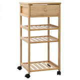 Kitchen Trolley with Wheels Natural 37 x 36 x 80 cm Bamboo 42028294