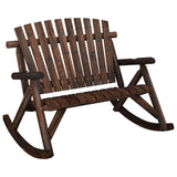 Garden Rocking Bench Burned look Solid spruce wood 2-Seater 363350