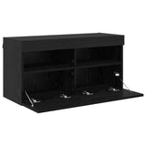 TV Wall Cabinet Black Oak 80 x 30 x 40 cm Engineered Wood 882981